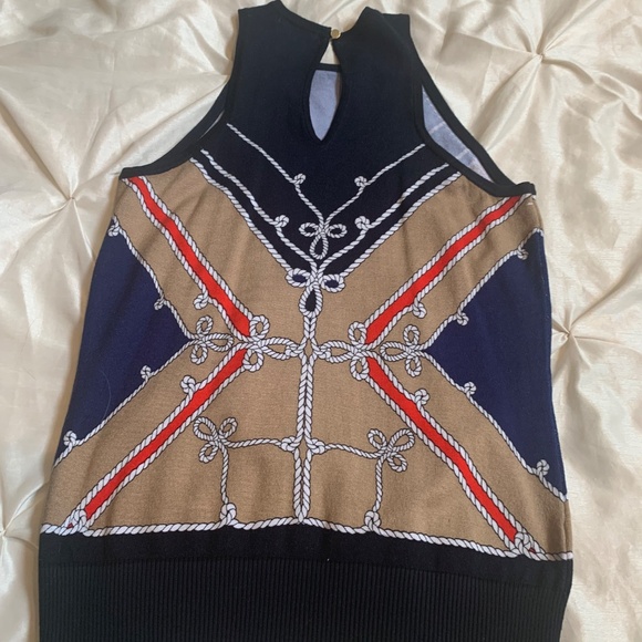 Cache Blue Multi Print Sleeveless Sweater sz M - Picture 6 of 7